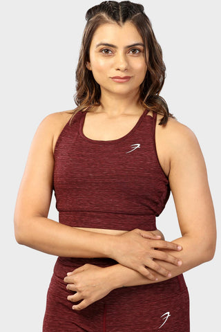 Essential Melange Sports Bra Maroon