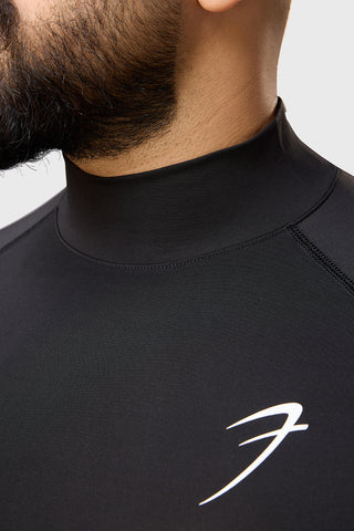 High Neck Compression Full Sleeves T-shirt Black