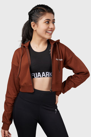 Signature Oversized Cropped Jacket Brown