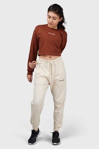 Signature Oversized Cropped Sweatshirt Brown