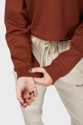 Signature Oversized Cropped Sweatshirt Brown