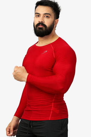 Nylon Compression Fullsleeves T-shirt Red