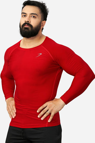 Nylon Compression Fullsleeves T-shirt Red