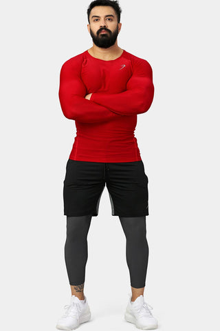 Nylon Compression Fullsleeves T-shirt Red