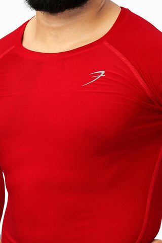 Nylon Compression Fullsleeves T-shirt Red