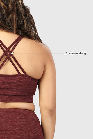 Essential Melange Sports Bra Maroon